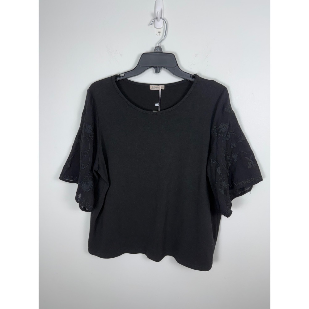 Inherit Clothing Company Elizabeth Top Black Embroidered Sleeve 2XL 162138